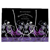 Gotische Paarse Dansende Skeletten Spooky Wedding Groot Cadeauzakje (Achterkant)