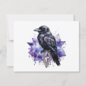 Gotische paarse diamant & zwarte veer Handfasting Save The Date (Achterkant)