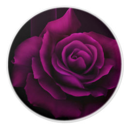 Gotische Paarse Foto van een Roos Keramische Knop