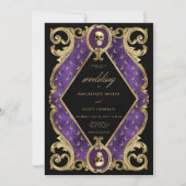 Gotische Paarse & gouden schedel Lijst tweezijdig Kaart (Voorkant)