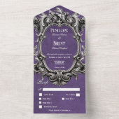 Gotische Paarse Moody Victoriaans Lijst Diner All In One Uitnodiging (Binnen)