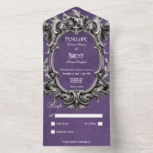 Gotische Paarse Moody Victoriaans Lijst Geen Diner All In One Uitnodiging (Binnen)