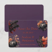 Gotische Paarse pompoenbloem Bewaar de datum Kaart (Voorkant / Achterkant)