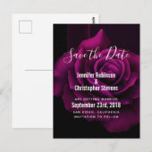 Gotische Paarse-rode rozenbloem Save the Date Briefkaart (Voorkant / Achterkant)