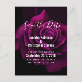 Gotische Paarse-rode rozenbloem Save the Date Briefkaart
