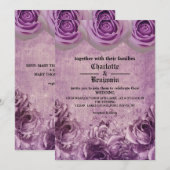 Gotische Paarse Roos huwelijksuitnodiging Kaart (Voorkant / Achterkant)