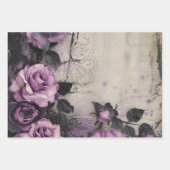 Gotische Paarse Rozen Decoupage Inpakpapier Vel (Voorkant 3)