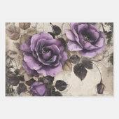 Gotische Paarse Rozen Decoupage Inpakpapier Vel (Voorkant 2)