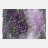 Gotische Paarse Rozen Decoupage Inpakpapier Vel (Voorkant)