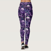Gotische Paarse tentakels en schedels Oceaan Octop Leggings (Achterkant)