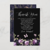 Gotische Paarse & zwarte Moody Bloemen Quinceañera Bedankkaart (Voorkant / Achterkant)