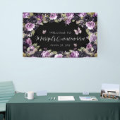 Gotische Paarse & zwarte Moody Bloemen Quinceañera Spandoek (Beurs)