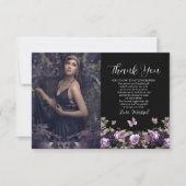 Gotische Paarse & zwarte Moody Quinceañera Bedankkaart (Voorkant)