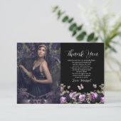 Gotische Paarse & zwarte Moody Quinceañera Bedankkaart (Staand voorkant)