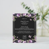 Gotische Paarse & zwarte Moody Quinceañera Menu (Staand voorkant)