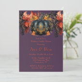 Gotische Paarse Zwarte Pompoen Trouwkoppels Douche Kaart (Staand voorkant)