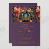 Gotische Paarse Zwarte Pompoen Trouwkoppels Douche Kaart (Voorkant / Achterkant)