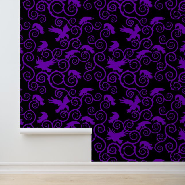 Gotische Paarse Zwarte Raven Victoriaans Gotische  Behang (Applicatie)