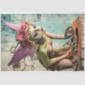 Gotische Parijs Roze Vleugels Gargoyle Decoupage Tissuepapier (Voorkant)