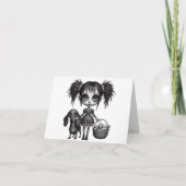 Gotische Pasen Meisje en Dachshund Kaart (Voorkant)