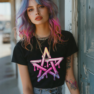 Gotische Pastel Dripping Pentagram Cyber Rave T-shirt