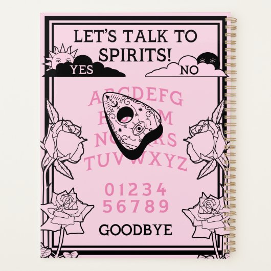 Gotische Pastel Roze Zwart Bloemen Jaar Planner (Achterkant)