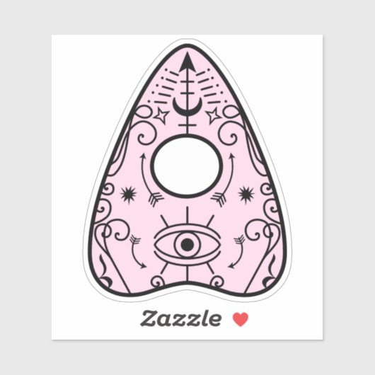 Gotische Pastel Roze Zwart Spirit Board Planchette Sticker (Vel)