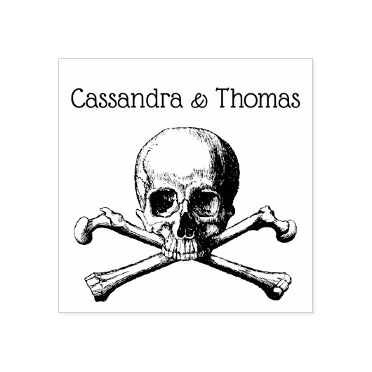 Gotische Pirate Skull en Crossbones Paar Rubberstempel (Afrduk)