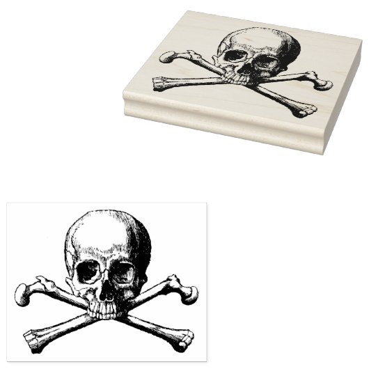 Gotische piraten schedel en gekruiste botten rubberstempel (Gestempeld)