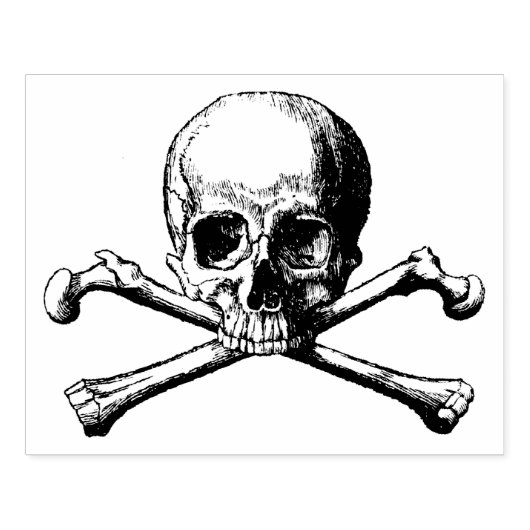 Gotische piraten schedel en gekruiste botten rubberstempel (Afrduk)