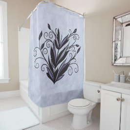 Gotische Plant Art - Zwarte en Paarse Bloemen Swir Douchegordijn