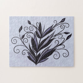 Gotische Plant Art - Zwarte en Paarse Bloemen Swir Legpuzzel