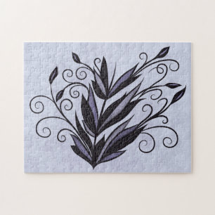Gotische Plant Art - Zwarte en Paarse Bloemen Swir Legpuzzel