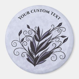 Gotische Plant Art - Zwarte en Paarse Bloemen Swir Magneet