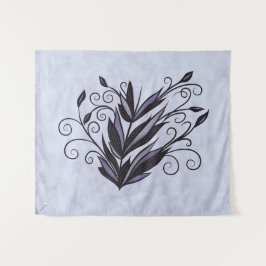 Gotische Plant Art - Zwarte en Paarse Bloemen Swir Wandkleed