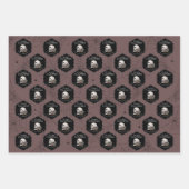 Gotische Plum Paarse schedels en strepen Halloween Inpakpapier Vel (Voorkant)