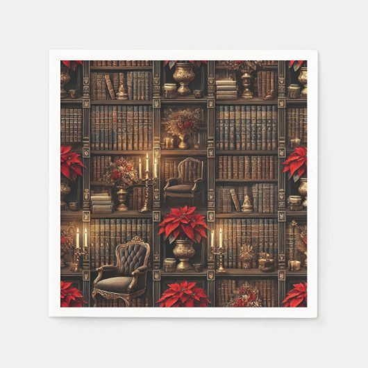  Gotische Poinsettia Library Decoupage Servet (Voorkant)