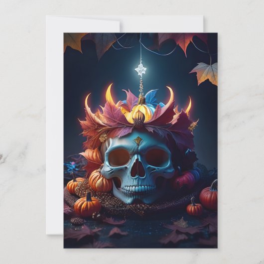 gotische pompoen en schedel spooky halloween kaart (Voorkant)