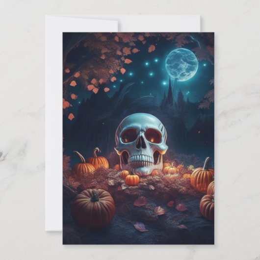Gotische pompoen en schedel Spooky Halloween Kaart (Voorkant)