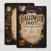 🎃 Gotische Pompoen Halloween Feest Uitnodiging 🦇 (Voorkant / Achterkant)