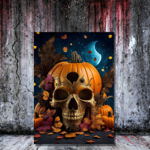 gotische pompoen schedel spooky halloween kaart