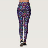 Gotische pop Dark Floral met Buttonnen Print Leggings (Achterkant)