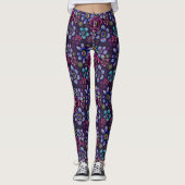 Gotische pop Dark Floral met Buttonnen Print Leggings (Voorkant)