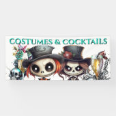 Gotische poppen bruidegom cocktail drinken koppels spandoek (Horizontaal)