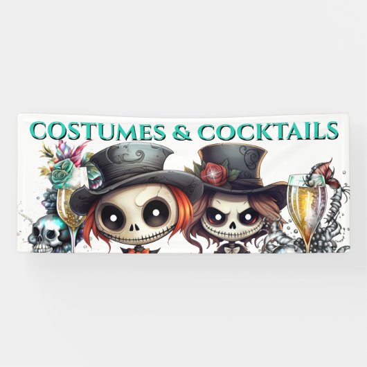 Gotische poppen bruidegom cocktail drinken koppels spandoek (Horizontaal)