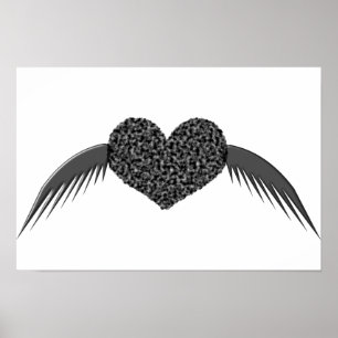 Gotische Poster met Vleugels van Liefde Hart