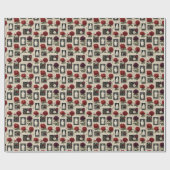 gotische postzegel Ghost & Red Roses Cadeaupapier (Vlak)