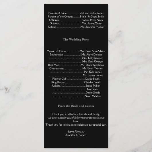 Gotische prikkeldraad en Roos bruiloft programma Programmakaart (Achterkant)