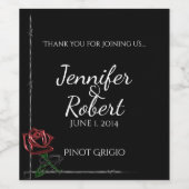 Gotische prikkeldraad en Roos bruiloft wijnlabel Wijn Etiket (Enkel label)