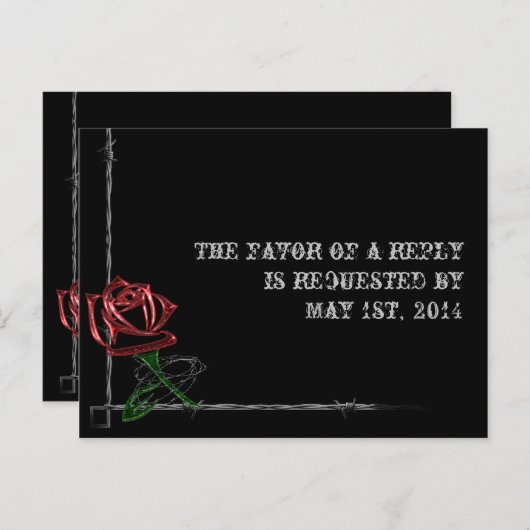 Gotische prikkeldraad en Roos Elegant RSVP Briefka Uitnodiging Briefkaart (Voorkant / Achterkant)